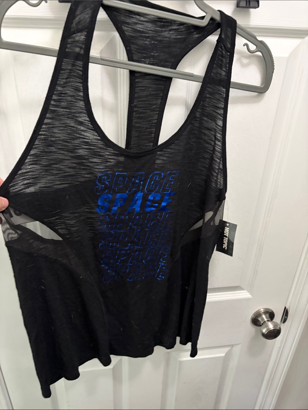 Marvel Black Sheer Racerback Tank with Blue Graphic